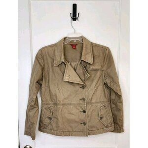 Sundance Olive Green Military Cargo Jacket Womens Grunge Pockets Sz Large Fall
